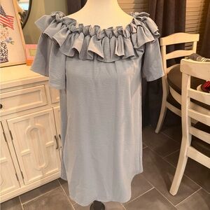 She + Sky Light Blue Ruffle Dress